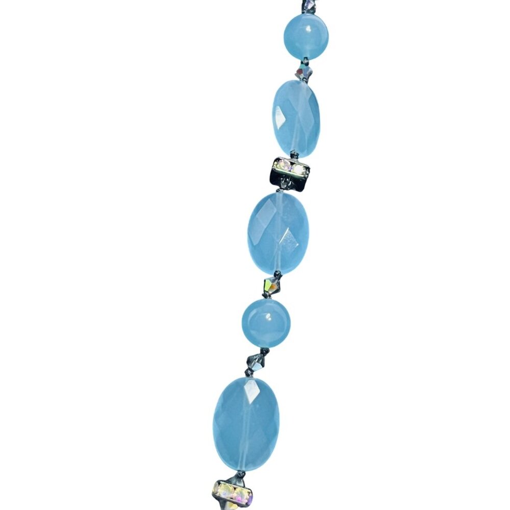 Lori Frantz-Koenig Blue Bead and AB Rhinestone Necklace (6022) - Picture 4 of 7